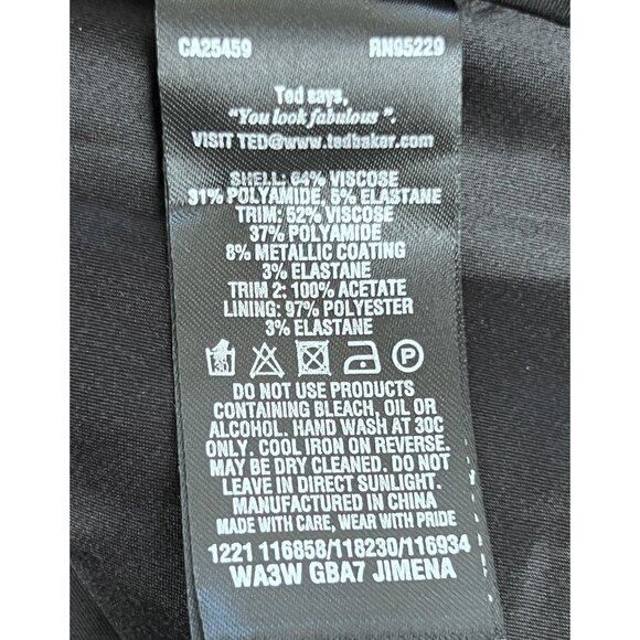 Ted Baker Womens 8 Dress Fit Flare Black Evening Sleeveless Cocktail Party NWT - Picture 7 of 15